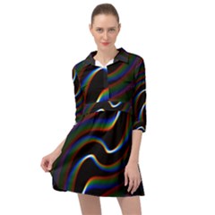 Rainbow Waves Art Iridescent Mini Skater Shirt Dress by Amaryn4rt