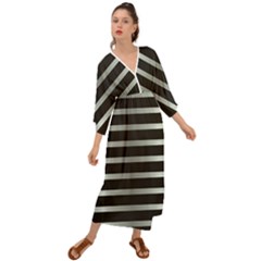 Black Silver Background Pattern Stripes Grecian Style  Maxi Dress by Amaryn4rt