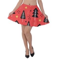 Christmas Christmas Tree Pattern Velvet Skater Skirt by Amaryn4rt