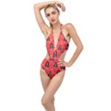 Christmas Christmas Tree Pattern Plunging Cut Out Swimsuit View1