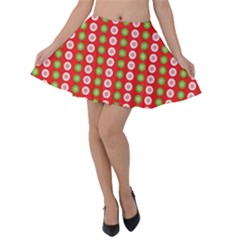 Festive Pattern Christmas Holiday Velvet Skater Skirt by Amaryn4rt