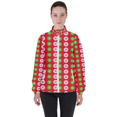 Festive Pattern Christmas Holiday Women s High Neck Windbreaker by Amaryn4rt