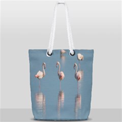 Flamingo Birds Plumage Sea Water Animal Exotic Full Print Rope Handle Tote (small) by artworkshop