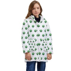 Aliens Ufo Fantasy Pattern Kid s Hooded Longline Puffer Jacket by Wegoenart