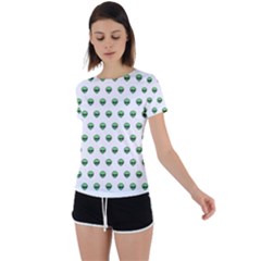 Aliens Ufo Fantasy Pattern Back Circle Cutout Sports Tee by Wegoenart