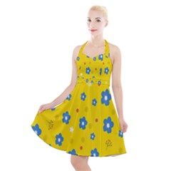  Flowers Spring Halter Party Swing Dress  by artworkshop