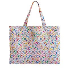 Flowery Floral Abstract Decorative Ornamental Zipper Mini Tote Bag by artworkshop