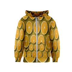 Orange Slices Cross Sections Pattern Kids  Zipper Hoodie by artworkshop