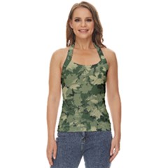 Green Leaves Camouflage Pattern Basic Halter Top by Wegoenart