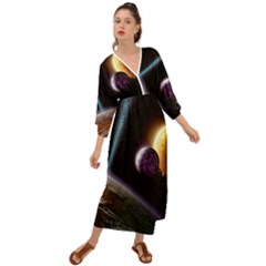 Planets In Space Grecian Style  Maxi Dress by Sapixe