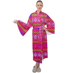 Pink Mirrors Maxi Velour Kimono by Thespacecampers