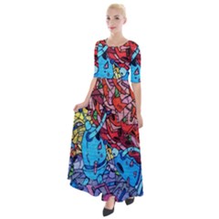 Graffiti-wall-mural-painting-arts Half Sleeves Maxi Dress by Simbadda