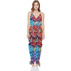 Graffiti-wall-mural-painting-arts Sleeveless Tie Ankle Chiffon Jumpsuit by Simbadda