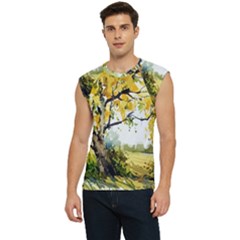 Landscape Painting Meadow Garden Men s Raglan Cap Sleeve Tee by Wegoenart