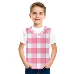 Pink And White Plaids Kids  Basketball Tank Top by ConteMonfrey