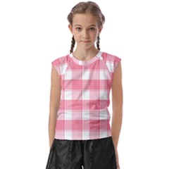 Pink And White Plaids Kids  Raglan Cap Sleeve Tee by ConteMonfrey