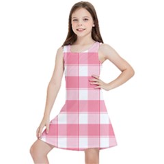 Pink And White Plaids Kids  Lightweight Sleeveless Dress by ConteMonfrey