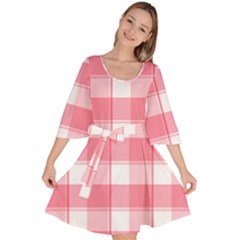 Pink And White Plaids Velour Kimono Dress by ConteMonfrey