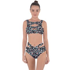 Blue And Pink Jaguar Dots Leopard Black And White Leopard Print Jaguar Dots Bandaged Up Bikini Set  by ConteMonfrey