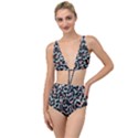 Blue And Pink Jaguar Dots Leopard Black And White Leopard Print Jaguar Dots Tied Up Two Piece Swimsuit View1