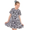 Grey And Black Jaguar Dots Kids  Short Sleeve Shirt Dress View1