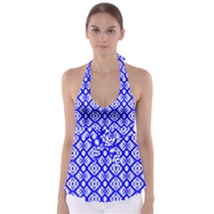 Portuguese Tiles Vibes Plaids Babydoll Tankini Top by ConteMonfrey