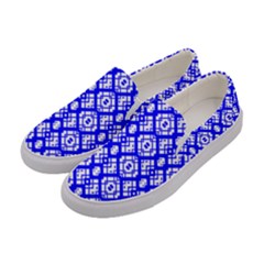 Portuguese Tiles Vibes Plaids Women s Canvas Slip Ons by ConteMonfrey