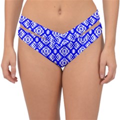 Portuguese Tiles Vibes Plaids Double Strap Halter Bikini Bottom by ConteMonfrey