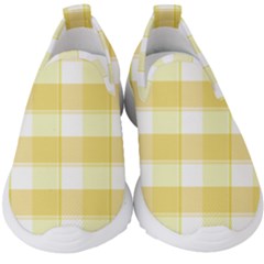 White And Yellow Plaids Kids  Slip On Sneakers by ConteMonfrey