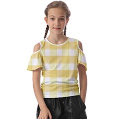 White And Yellow Plaids Kids  Butterfly Cutout Tee by ConteMonfrey