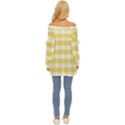 White and yellow plaids Off Shoulder Chiffon Pocket Shirt View4