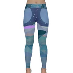 Landscapes Moon Stars Night Classic Yoga Leggings by Wegoenart