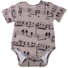 Art Vintage Music Paper Background Design Baby Short Sleeve Onesie Bodysuit by Wegoenart