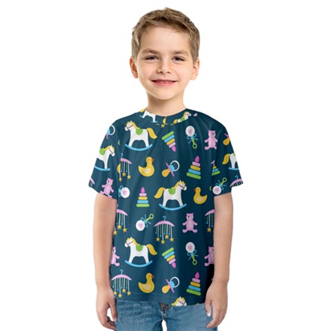 Cute Babies Toys Seamless Pattern Kids  Sport Mesh Tee by Vaneshart