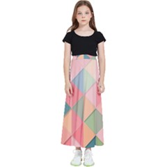 Illustration Pink Background Geometric Triangle Kids  Flared Maxi Skirt by Wegoenart