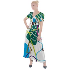 Abstract Pattern Button Up Short Sleeve Maxi Dress by Wegoenart