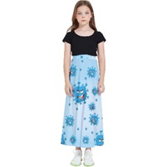 Illustration Virus Pattern Kids  Flared Maxi Skirt by Wegoenart