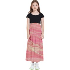 Illustration Graphic Pattern Texrure Pink Maeble Kids  Flared Maxi Skirt by Wegoenart