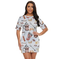 Coffee Coffeemania Caffeine Pattern Just Threw It On Dress by Wegoenart