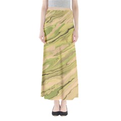 Green Pattern Texture Marble Full Length Maxi Skirt by Wegoenart