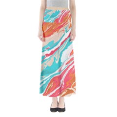 Stone Marble Texturw Pattern Full Length Maxi Skirt by Wegoenart