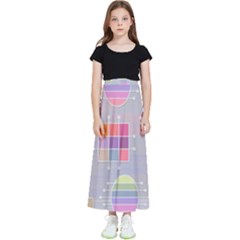 Illustration Pastel Shape Geometric Kids  Flared Maxi Skirt by Wegoenart