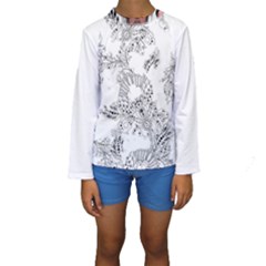 Im Fourth Dimension Black White 34 Kids  Long Sleeve Swimwear by imanmulyana