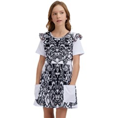 Im Fourth Dimension Black White 35 Kids  Frilly Sleeves Pocket Dress by imanmulyana