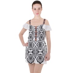 Im Fourth Dimension Black White 57 Ruffle Cut Out Chiffon Playsuit by imanmulyana