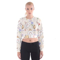 Chicken Dog Flower Sun Pattern Cropped Sweatshirt by Sudhe