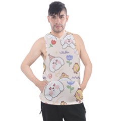 Chicken Dog Flower Sun Pattern Men s Sleeveless Hoodie by Sudhe