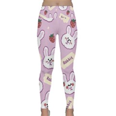 Illustration Rabbit Cartoon Background Pattern Lightweight Velour Classic Yoga Leggings by Sudhe