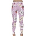 Illustration Rabbit Cartoon Background Pattern Lightweight Velour Classic Yoga Leggings View1