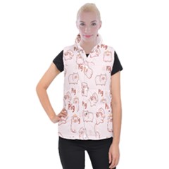 Pig Cartoon Background Pattern Women s Button Up Vest by Sudhe